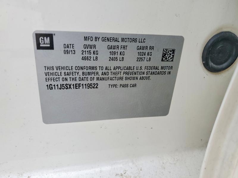 Aukcja sprzedaży 2014 Chevrolet Malibu, vin: 1G11J5SX1EF119522, numer aukcji: 52400666