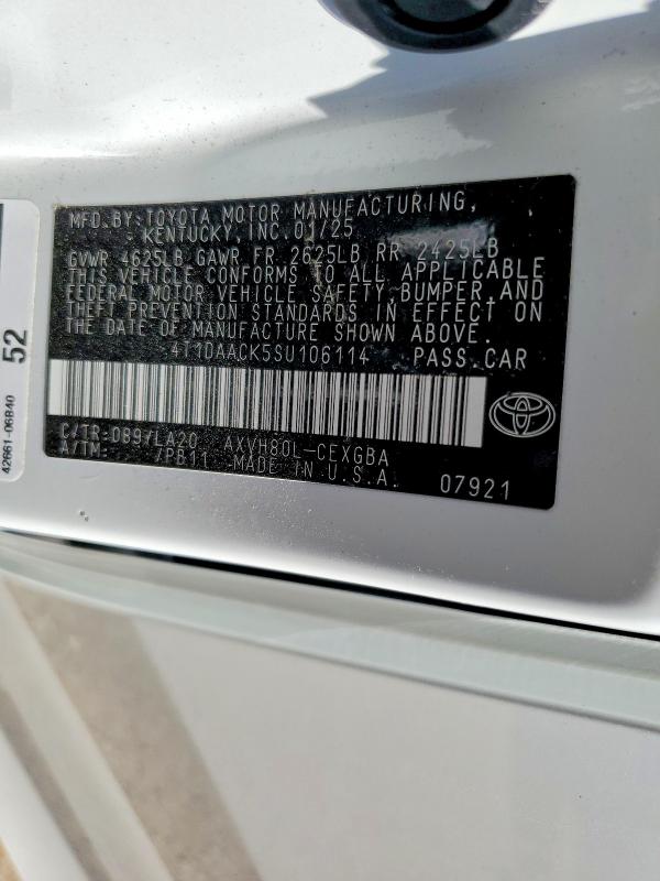 Продаж на аукціоні авто 2025 Toyota Camry, vin: 4T1DAACK5SU106114, номер лоту: 53097416