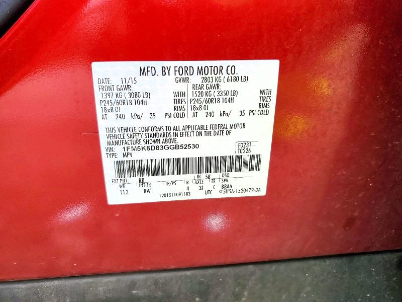 Aukcja sprzedaży 2016 Ford Explorer, vin: 1FM5K8D83GGB52530, numer aukcji: 54684276