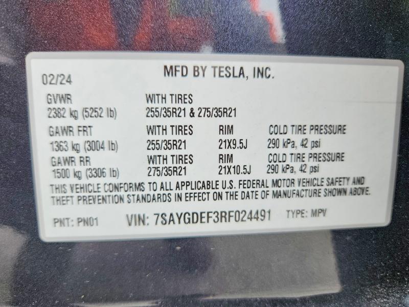 Продаж на аукціоні авто 2024 Tesla Model Y, vin: 7SAYGDEF3RF024491, номер лоту: 53941436