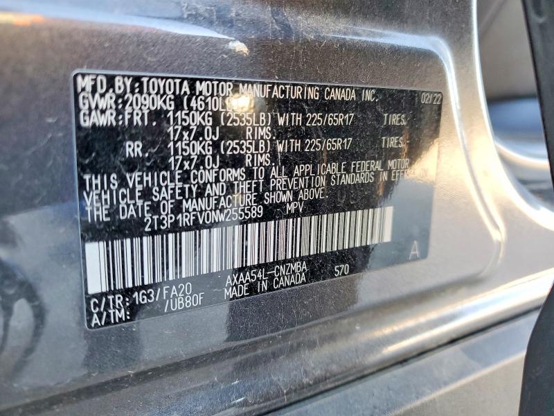 Продажа на аукционе авто 2022 Toyota Rav4, vin: 2T3P1RFV0NW255589, номер лота: 51655526