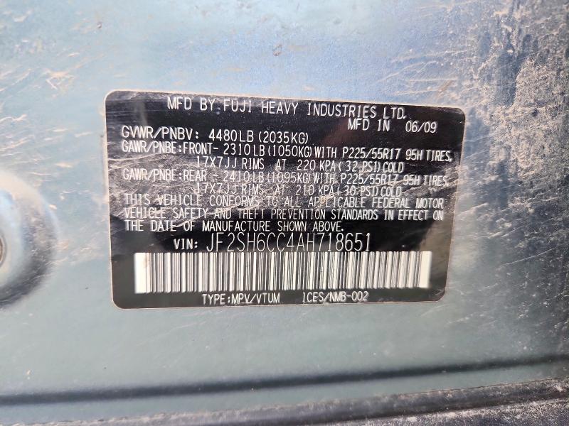 Продаж на аукціоні авто 2010 Subaru Forester, vin: JF2SH6CC4AH718651, номер лоту: 54481226