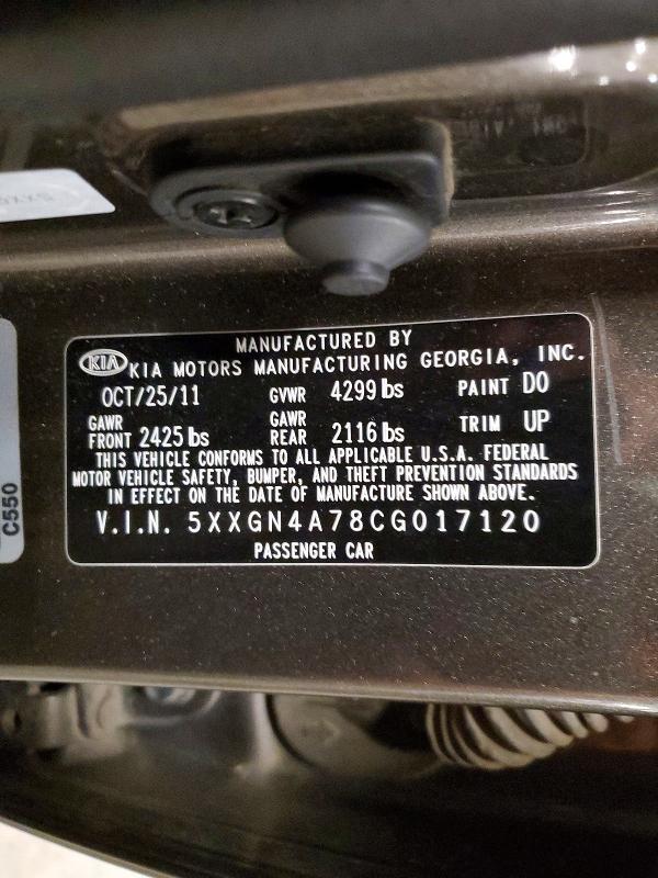 Продажа на аукционе авто 2012 Kia Optima, vin: 5XXGN4A78CG017120, номер лота: 53583536