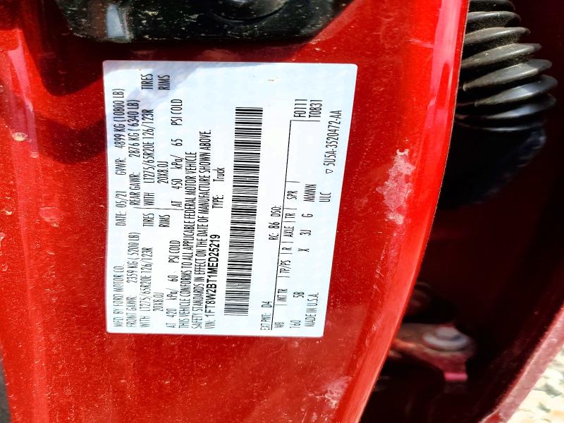 2021 Ford F250 მანქანა იყიდება აუქციონზე, vin: 1FT8W2BT1MED25219, აუქციონის ნომერი: 46010536