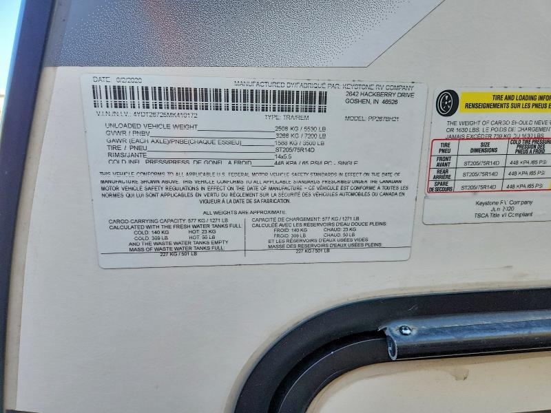 Продажа на аукционе авто 2021 Keystone Passport, vin: 4YDT26725MK410172, номер лота: 53098686