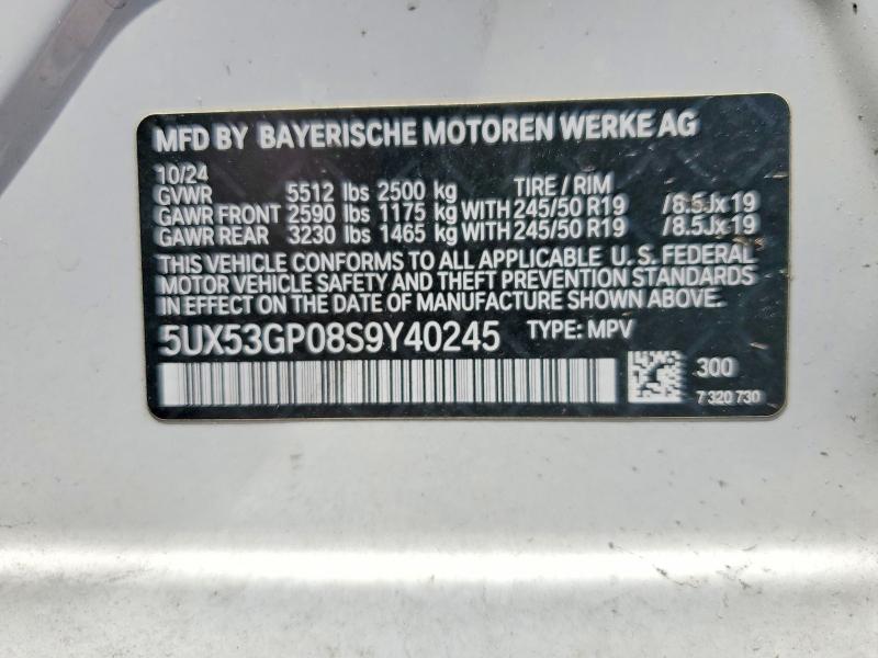 Aukcja sprzedaży 2025 Bmw X3, vin: 5UX53GP08S9Y40245, numer aukcji: 53116536