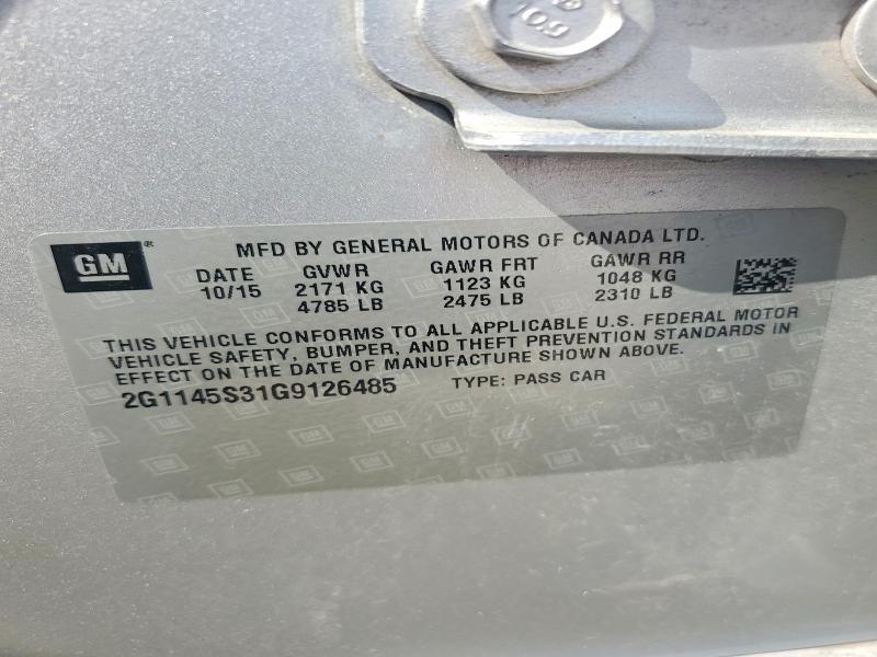 Aukcja sprzedaży 2016 Chevrolet Impala, vin: 2G1145S31G9126485, numer aukcji: 52876006