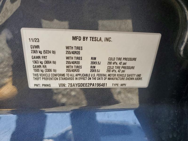 Продажа на аукционе авто 2023 Tesla Model Y, vin: 7SAYGDEE2PA196481, номер лота: 52901786