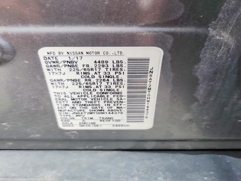 54230616 :رقم المزاد ، JN8AT2MT0HW144379 vin ، 2017 Nissan Rogue مزاد بيع