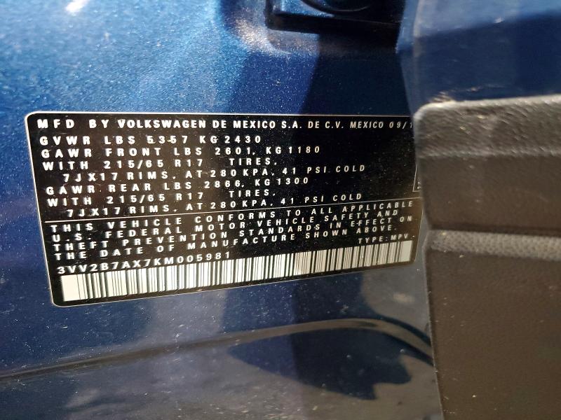 Продаж на аукціоні авто 2019 Volkswagen Tiguan, vin: 3VV2B7AX7KM005981, номер лоту: 52216016