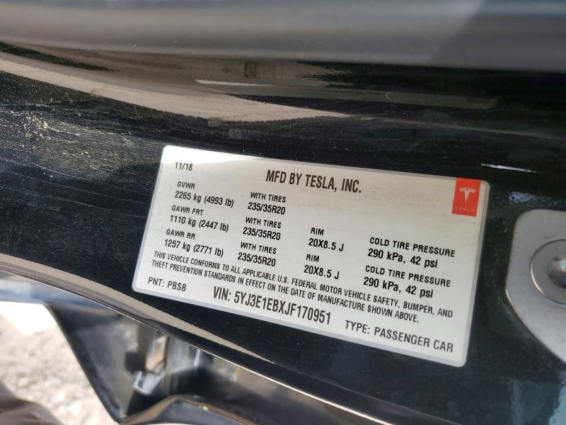 52886476 :رقم المزاد ، 5YJ3E1EBXJF170951 vin ، 2018 Tesla Mdl 3 مزاد بيع