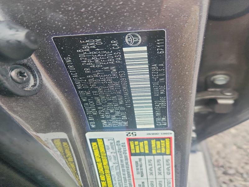 54804956 :رقم المزاد ، 4T1G11AK6MU609153 vin ، 2021 Toyota Camry مزاد بيع