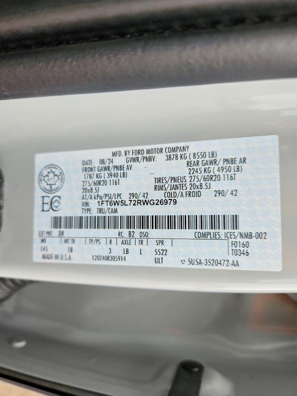 Aukcja sprzedaży 2024 Ford F150, vin: 1FT6W5L72RWG26979, numer aukcji: 52856726