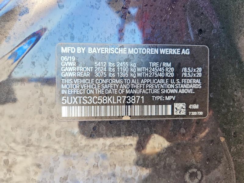 Aukcja sprzedaży 2019 Bmw X3, vin: 5UXTS3C58KLR73871, numer aukcji: 52744566