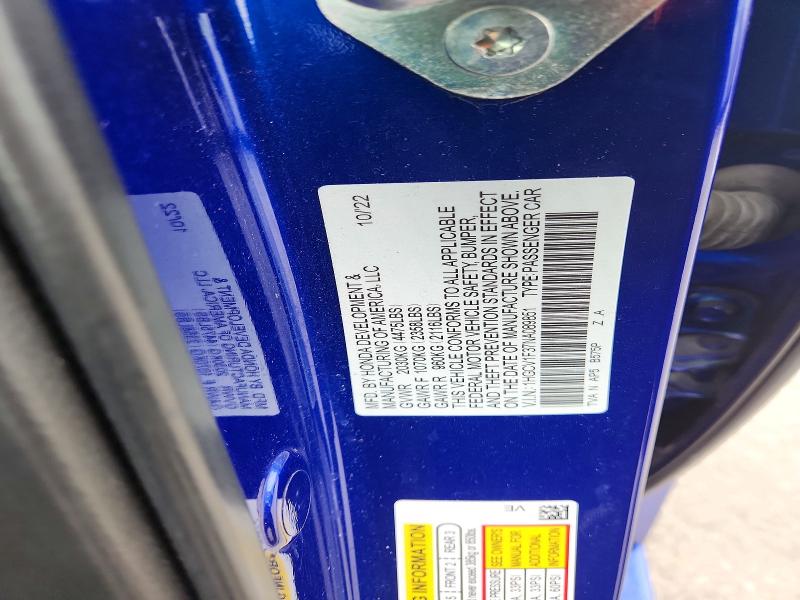 Продажа на аукционе авто 2022 Honda Accord, vin: 1HGCV1F37NA089851, номер лота: 54208406