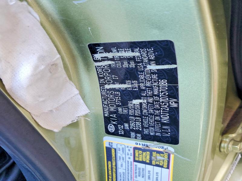 54081656 :رقم المزاد ، KNDJT2A57D7570186 vin ، 2013 Kia Soul مزاد بيع