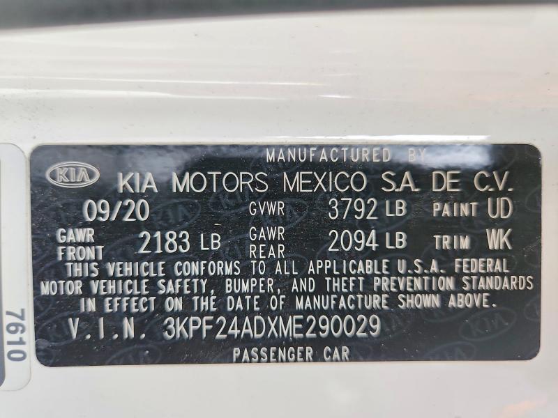 Продажа на аукционе авто 2021 Kia Forte, vin: 3KPF24ADXME290029, номер лота: 54867876