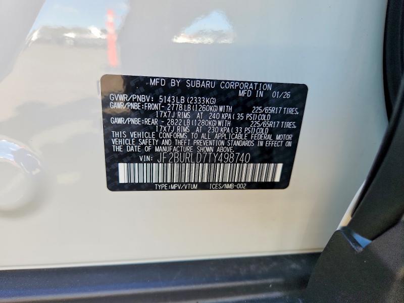Aukcja sprzedaży 2026 Subaru Outback, vin: JF2BURLD7TY498740, numer aukcji: 51419136