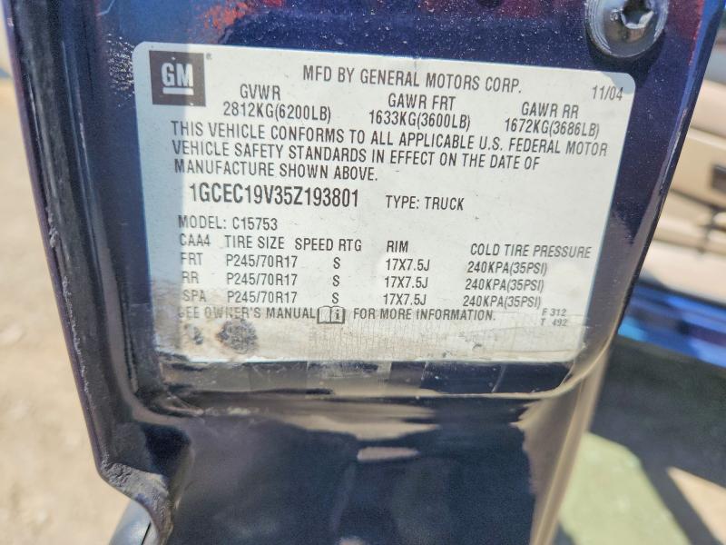 Продаж на аукціоні авто 2005 Chevrolet Silverado, vin: 1GCEC19V35Z193801, номер лоту: 52893026