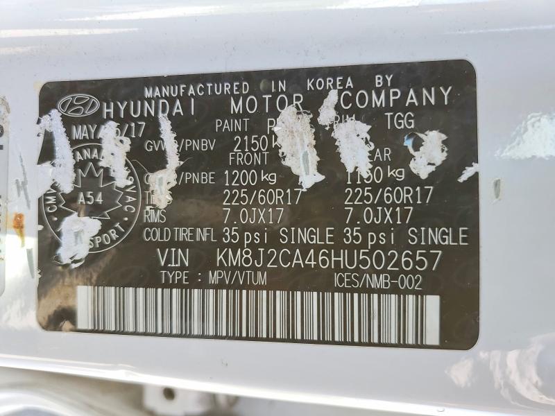 Продажа на аукционе авто 2017 Hyundai Tucson, vin: KM8J2CA46HU502657, номер лота: 54649526