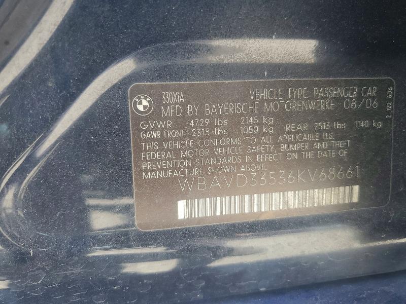 Продаж на аукціоні авто 2006 Bmw 330, vin: WBAVD33536KV68661, номер лоту: 52766626