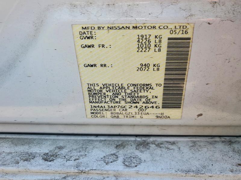 Aukcja sprzedaży 2016 Nissan Altima, vin: 1N4AL3AP7GC242646, numer aukcji: 53805026