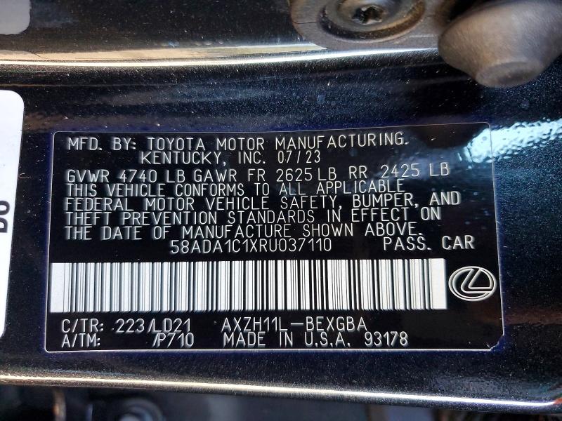 Aukcja sprzedaży 2024 Lexus Es 300h, vin: 58ADA1C1XRU037110, numer aukcji: 52758536