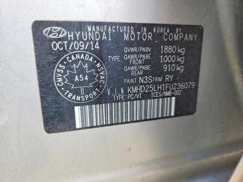 Продажа на аукционе авто 2015 Hyundai Elantra Gt, vin: KMHD25LH1FU236079, номер лота: 51902466