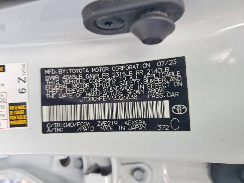 Продажа на аукционе авто 2023 Toyota Corolla Hybrid, vin: JTDBCMFE8P3026638, номер лота: 52180606
