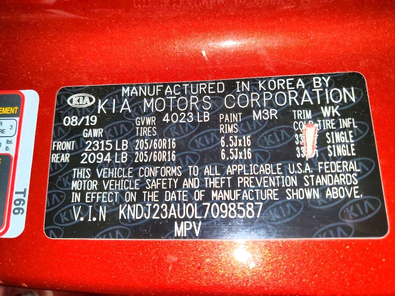 2020 Kia Soul მანქანა იყიდება აუქციონზე, vin: KNDJ23AU0L7098587, აუქციონის ნომერი: 52270066