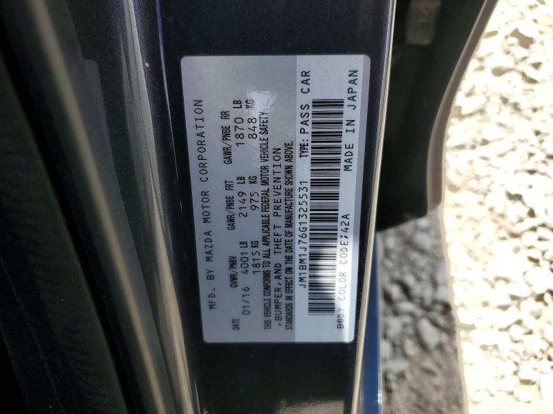 54539906 :رقم المزاد ، JM1BM1J76G1325531 vin ، 2016 Mazda 3 مزاد بيع