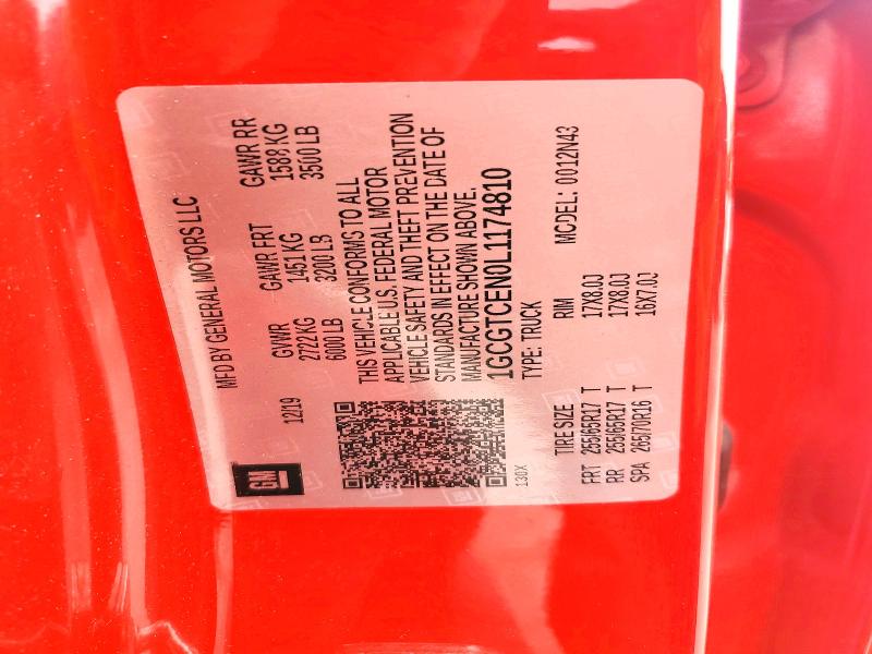 2020 Chevrolet Colorado მანქანა იყიდება აუქციონზე, vin: 1GCGTCEN0L1174810, აუქციონის ნომერი: 52394216