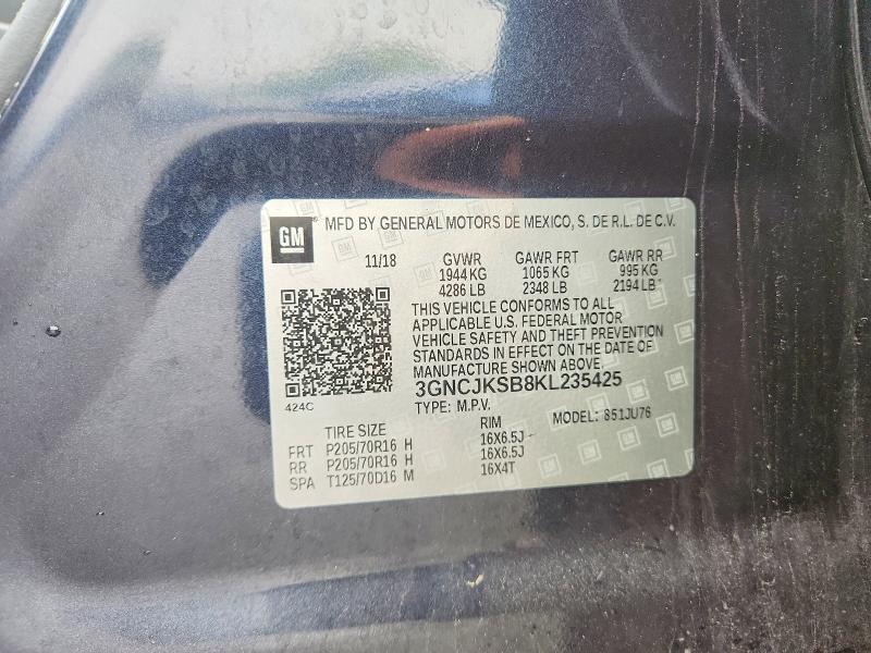 54666436 :رقم المزاد ، 3GNCJKSB8KL235425 vin ، 2019 Chevrolet Trax مزاد بيع