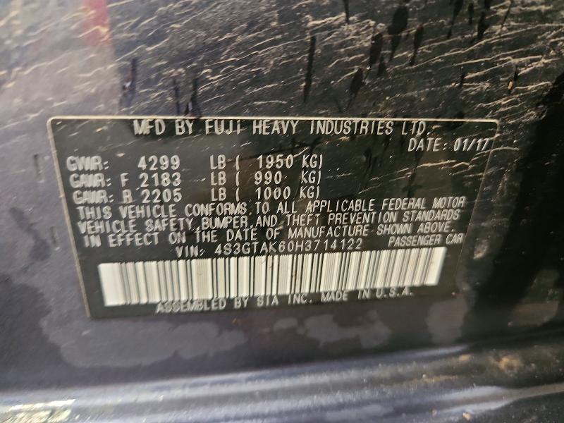 51867546 :رقم المزاد ، 4S3GTAK60H3714122 vin ، 2017 Subaru Impreza مزاد بيع