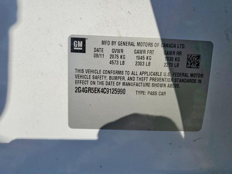 Aukcja sprzedaży 2012 Buick Regal, vin: 2G4GR5EK4C9125990, numer aukcji: 52142706
