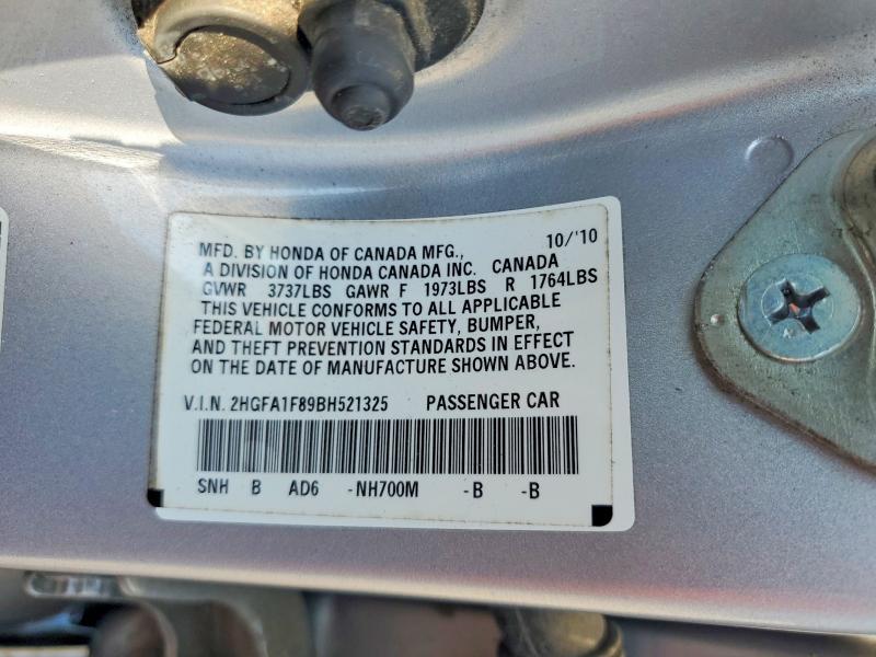 Aukcja sprzedaży 2011 Honda Civic, vin: 2HGFA1F89BH521325, numer aukcji: 53971006