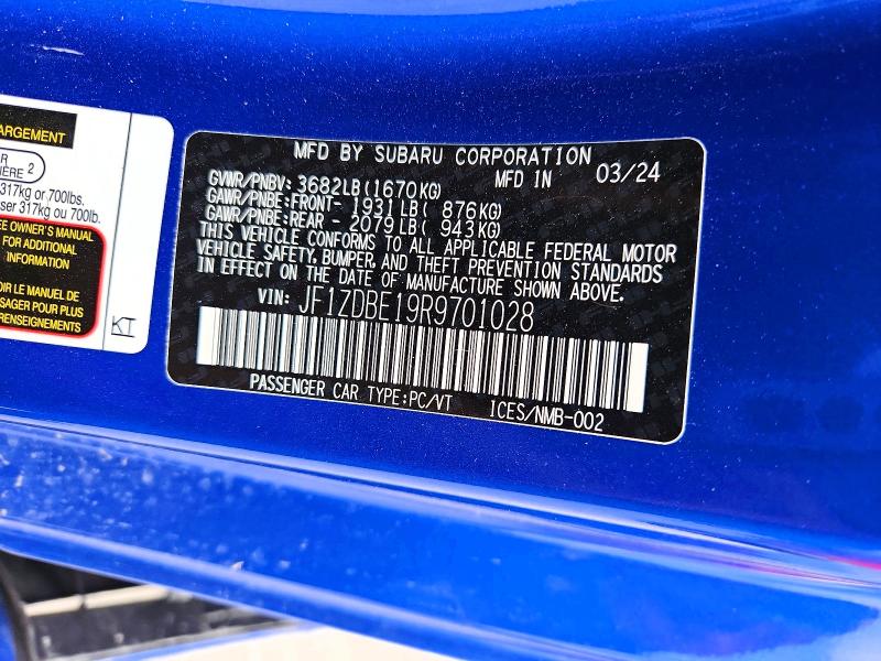 55143036 :رقم المزاد ، JF1ZDBE19R9701028 vin ، 2024 Subaru Brz مزاد بيع