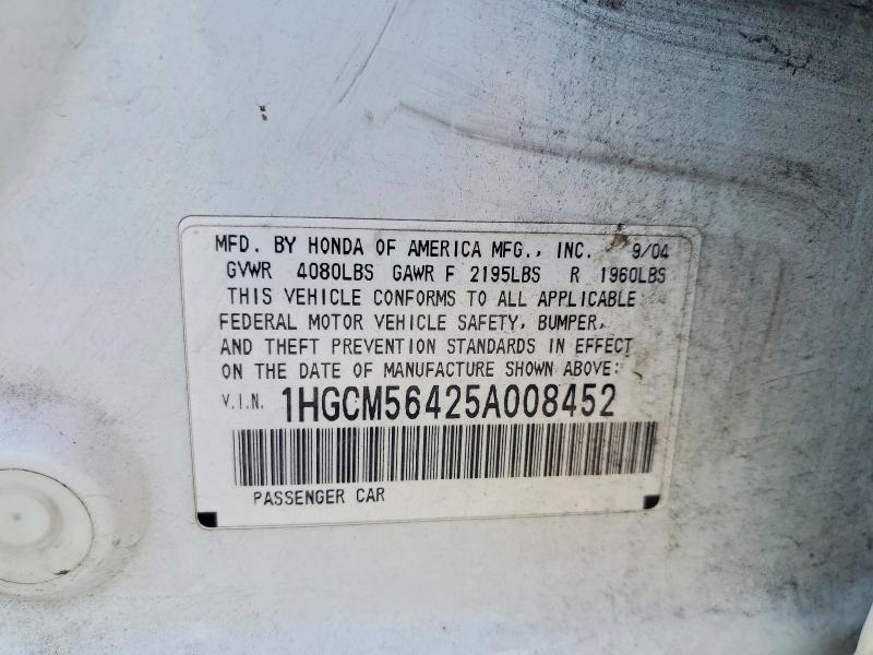 Продажа на аукционе авто 2005 Honda Accord, vin: 1HGCM56425A008452, номер лота: 54162336