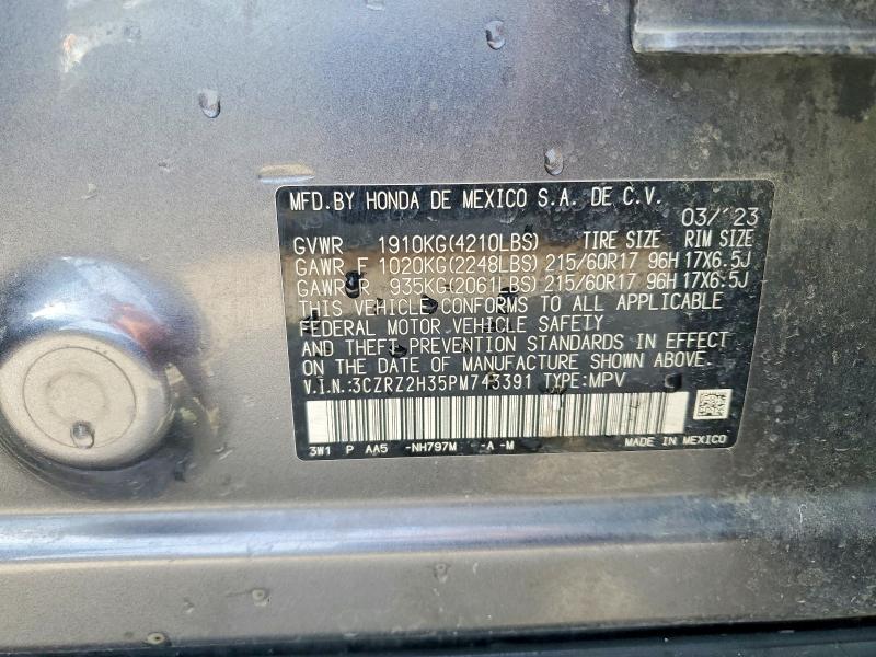 52416296 :رقم المزاد ، 3CZRZ2H35PM743391 vin ، 2023 Honda Hr-v مزاد بيع