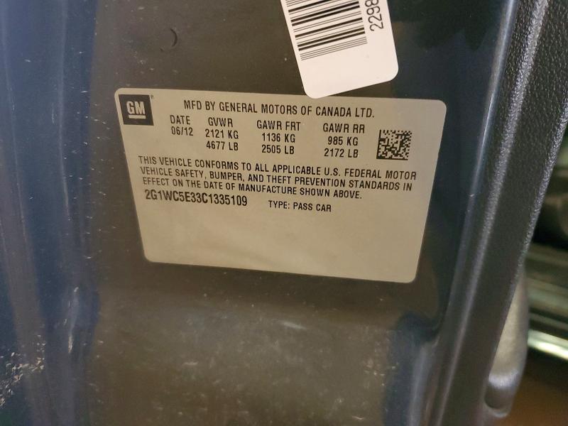 54691446 :رقم المزاد ، 2G1WC5E33C1335109 vin ، 2012 Chevrolet Impala مزاد بيع