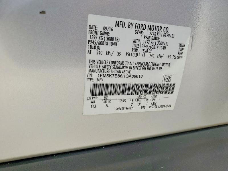 Auction sale of the 2017 Ford Explorer, vin: 1FM5K7B86HGA86618, lot number: 51974216