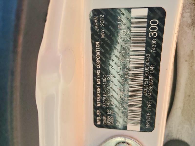 Продаж на аукціоні авто 2012 Mitsubishi I Miev, vin: JA3215H19CU030433, номер лоту: 53352176
