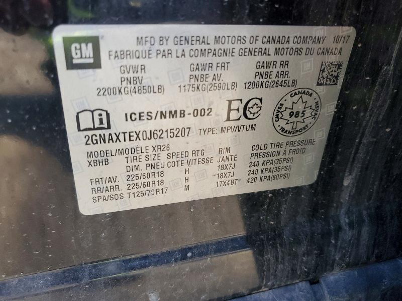 Продаж на аукціоні авто 2018 Chevrolet Equinox, vin: 2GNAXTEX0J6215207, номер лоту: 49173956