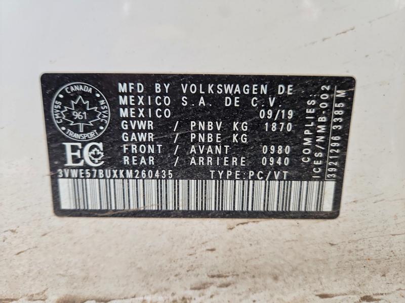Aukcja sprzedaży 2019 Volkswagen Jetta, vin: 3VWE57BUXKM260435, numer aukcji: 54505626