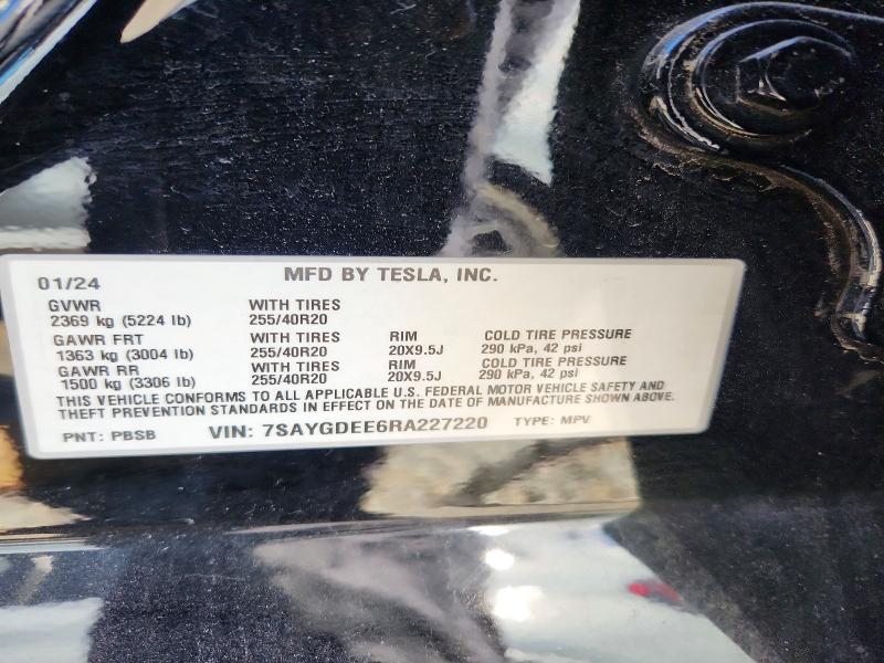 54555486 :رقم المزاد ، 7SAYGDEE6RA227220 vin ، 2024 Tesla Model Y مزاد بيع