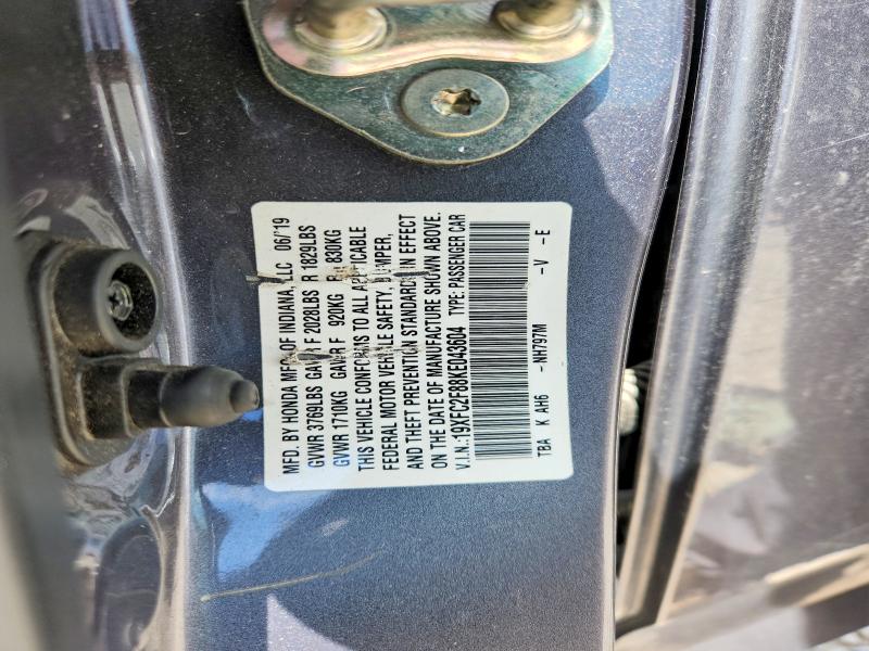 54468946 :رقم المزاد ، 19XFC2F88KE043604 vin ، 2019 Honda Civic مزاد بيع