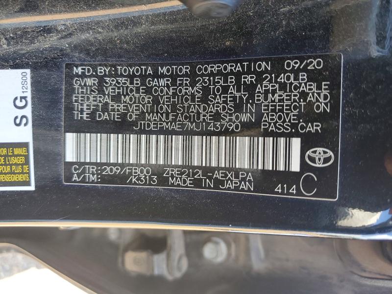Продажа на аукционе авто 2021 Toyota Corolla, vin: JTDEPMAE7MJ143790, номер лота: 53231336