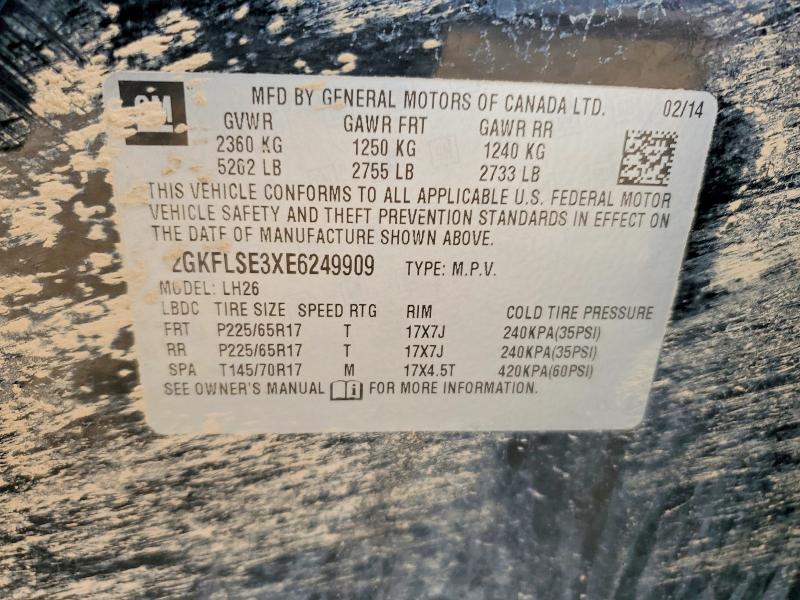 53082076 :رقم المزاد ، 2GKFLSE3XE6249909 vin ، 2014 Gmc Terrain مزاد بيع