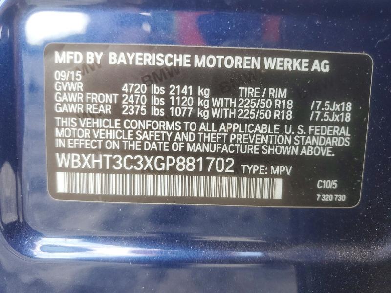 Продажа на аукционе авто 2016 Bmw X1, vin: WBXHT3C3XGP881702, номер лота: 54550656
