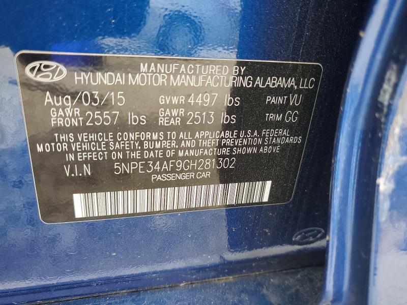 2016 Hyundai Sonata მანქანა იყიდება აუქციონზე, vin: 5NPE34AF9GH281302, აუქციონის ნომერი: 52839956